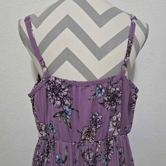 Torrid Lavender Purple Floral Chiffon Midi Dress Pleated Skirt Size 1X - Picture 8 of 14